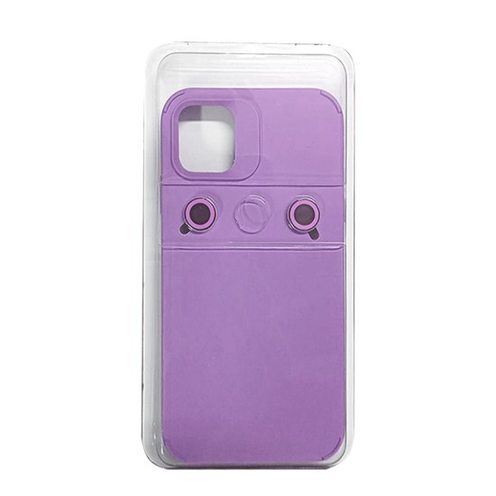 Capa de Silicone com Conjunto de Vidro de Câmera Separado para Apple iPhone 14 Roxo.